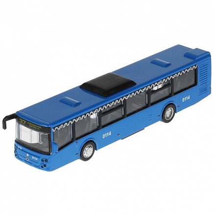 Модель автобус ЛИАЗ-5292 Метрополитен 18 см двери открываются синий инерционная металлическая 