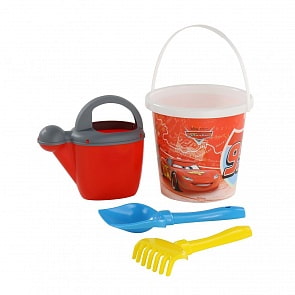 Набор Disney/Pixar - Тачки №17: ведро с наклейкой, лопатка №5, грабельки №5, лейка №10 (Полесье, 65469) (ассортимент)