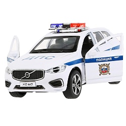 Инерционная металлическая модель - Volvo Xc60 R-Desing - Полиция 12 см, белый (Технопарк, XC60-12POL-WH) - миниатюра