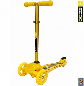 Самокат трехколесный Trio Diamond 120 - Kaleidoscope светящаяся платформа, yellow (Y-SCOO, 6515RT)