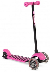 Трехколесный самокат YVolution Glider Deluxe с прорезиненной платформой, цвет – розовый, 100488