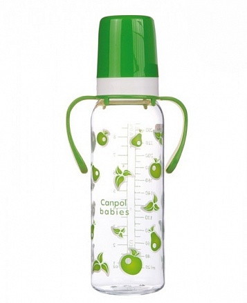 Бутылочка тритановая с ручками с силиконовой соской, 250 мл, 12+, зеленый 