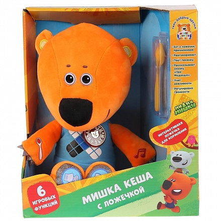 Мягкая игрушка Медвежонок Кеша 30 см. из серии Ми-ми-мишки, кушает с ложечки 