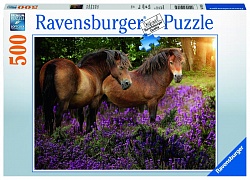 Пазл - Лошади в цветах, 500 деталей (Ravensburger, 14813R) - миниатюра