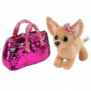 Мягкая игрушка в сумочке из пайеток - Собака Чихуахуа, 19 см (Играем вместе, CT181115-19R)