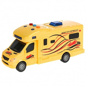 Модель Дом на колесах 19,5 см свет-звук 3 кнопки инерционная пластиковая (Технопарк, 1911A063-R)