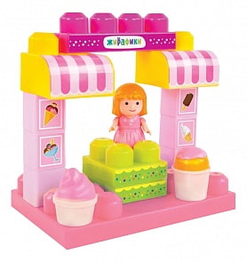 Конструктор для малышей – Клубничное мороженое. 15 деталей с фигурками и наклейками (Жирафики, 691190)