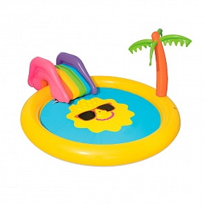 Игровой бассейн с принадлежностями для игр и горкой – Солнышко, 237 х 201 х 104 см., 225 литров (BestWay, бв53071)