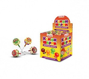 Карамель на палочке Конфишарик, 4 вкуса, блок 100 шт по 10 г (Конфитой, КТ93795)