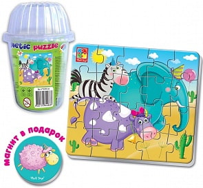 Мягкие магнитные пазлы в стакане - Зверята (Vladi Toys, VT3203-42)