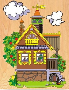 Деревянный пазл в рамке - Деревянный дом (Wooden Toys, D113)