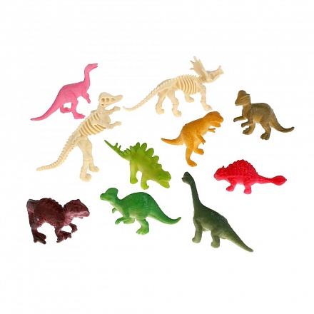 Набор фигурок из пластизоля Динозавры, 5 см, 8 видов + 2 скелета  