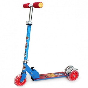 Самокат 3-колесный складной из серии Hot Wheels с алюминиевым корпусом, пластиковыми светящимися колесами 120 мм. (ST-ALU-2HWSsim)