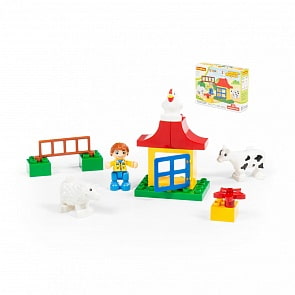 Конструктор из серии Макси - Мини-Ферма, 15 элементов, в коробке (Полесье, П-77660)