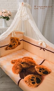 Комплект в кроватку - Я спрятался, бежевый (Золотой Гусь, 1743-z)