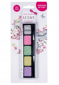 Гель-тени для век с блёстками пастельные цвета: сиреневый, лимонный, мятный, розовый, жемчужный (Lukky, Т15393)