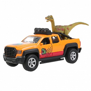 Машина Пикап 13,3 см с динозавром 9 см свет-звук двери и багажник открываются металлическая инерционная (Технопарк, SB-18-02-S+DINO WB)