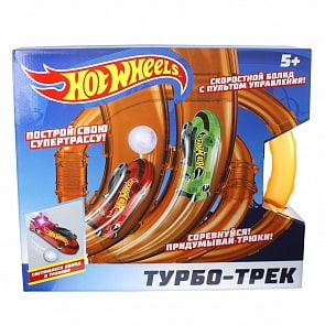 Hot Wheels турбо-трек, 39 деталей, ИК управление, 2 болида, со светом (1Тoy, Т14098)