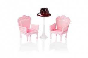 Игровой набор - Кресла с торшером для куклы, розовые (Огонек, ОГ1393)