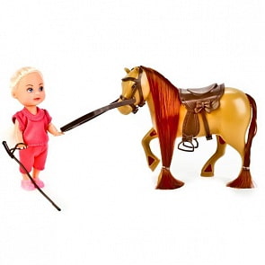 Кукла - Машенька, 12 см с конем (Карапуз, MARY0216-BBsim)