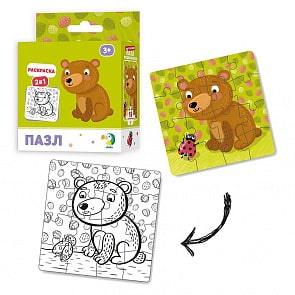 Пазл-раскраска 2-в-1 Медвежонок (Dodo, R300120)
