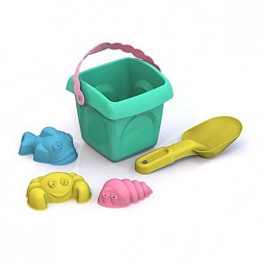 Игровой набор для песочницы №4 – Лето: ведро большое, совок большой и 3 формочки (Нордпласт, Шкода, ШКД24)