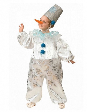 Карнавальный костюм для мальчиков - Снеговичок снежок, размер 110-56 