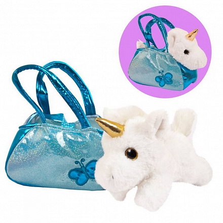 Мягкая игрушка - Животные в сумочках. Единорог, 16 см 