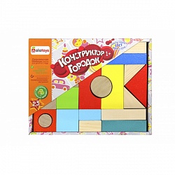 Конструктор деревянный наполовину окрашенный, 23 детали (Алатойс, К1610sim) - миниатюра