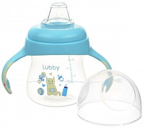 Поильник-непроливайка со сменным носиком Малыши и Малышки, 150 мл, голубой (Lubby, 16403/144/12_голубой)