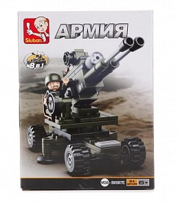 Конструктор 8 в 1 – Пушка с фигуркой, 94 детали (Sluban, M38-B0587E)