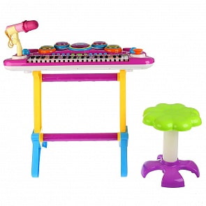 Электроорган со светом, USB, AUX, с микрофоном, 37 клавиш, с табуретом (B1318504)