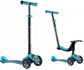 Самокат Y-SCOO Globber My free Seat 4 in 1 Titanium с блокировкой колес, neon blue (Y-SCOO Globber, 4850RT)