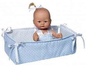 Кукла пупсик в голубом костюмчике, с манежем, 20 см. (Asi, 2384058)