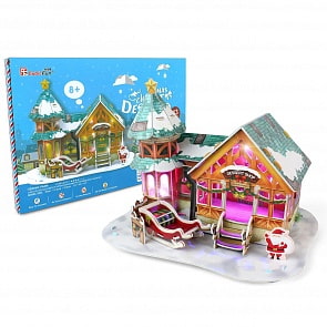 3D-пазл с подсветкой - Рождественский домик, 43 детали (CubicFun, P649h)