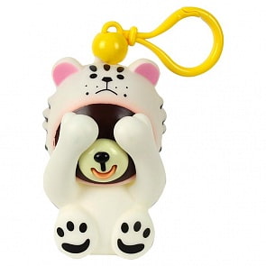 Мишка-дразнюка, показывающий язык и опускающий лапы, 6 х 10 см, костюм снежного барса (1toy, Т14726)