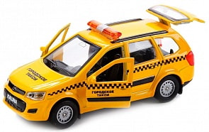 Машина металлическая инерционная – Лада Калина Кросс Такси, 12 см, открываются двери (Технопарк, SB-16-46-T-WB)