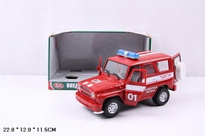 Модель УАЗ Hunter, пожарная, 23 см, инерционная, открываются двери, свет и звук (Play Smart, Р40512)