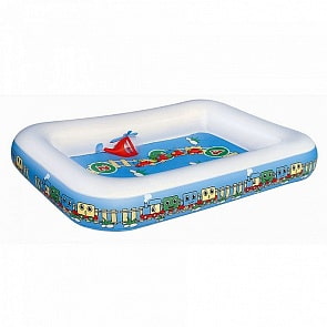 Надувной игровой бассейн с принадлежностями для игр - Паровозик, 201 х 150 х 30 см, 260 л (Bestway, 54109)