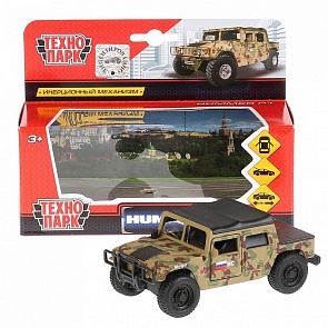 Машина металлическая Hummer H1 пикап военный 12 см, открываются двери, инерционная (Технопарк, SB-18-09-H1-M(GY)-WB)