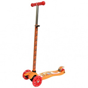 Самокат трехколесный Оранжевая корова со светом управление наклоном (JP-MG-03M-ORC)