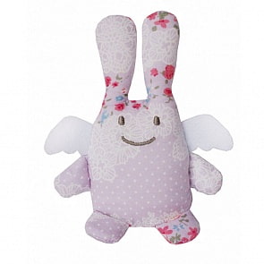 Игрушка мягкая - Зайка с крылышками с погремушкой, 12 см, сиреневые цветы (Trousselier, TRO-V1080 99)