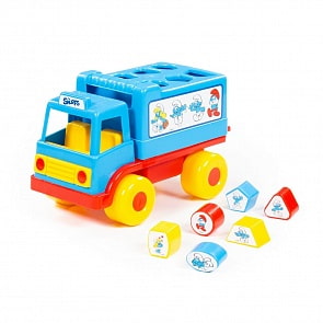Логический грузовичок Смурфики с 6 кубиками №2 (Полесье, 64387) (ассортимент)