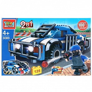 Конструктор Полицейская машина 2в1, с фигуркой, 125 деталей (Город мастеров, 3089-JM)