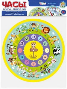 Игра настольная развивающая - Часы. Я считаю. Времена года, двусторонние (Десятое королевство, 03598ДК)