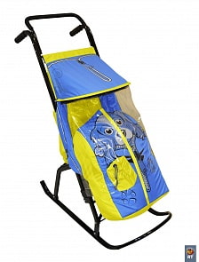 Санки-коляска Снегурочка 2-Р – Собачка, желто-голубой (RT, 3559RT)