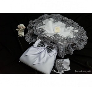 Комплект на выписку из серии Самия Л 4048/1, сезон – весна, цвет – бело-серый (Мой Ангелок, УТ-00000378_белый-серый)