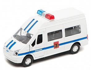 Машина металлическая инерционная Ford Transit - Полиция, со светом и звуком (Технопарк, SB-13-02-2) 