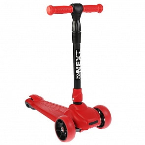 Трехколесный самокат, складной, управление наклоном, светящиеся колеса 12 и 8 см, красный (Next, WX-001-RED-1)