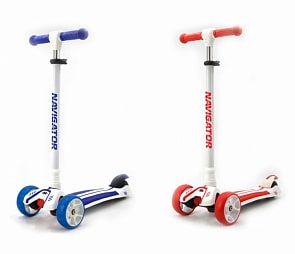 Самокат трехколесный в 2 цветах, PU колеса со светом, регулируемый алюминиевый руль (Navigator, Т14771)
